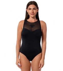 Jantzen Women's Royal Black Diana High Neck One Piece Swimsuit -Daily Swim Wear 8671125504168 2t
