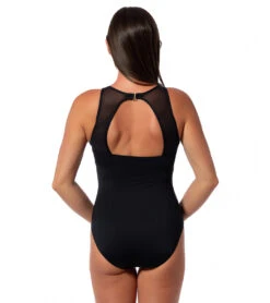 Jantzen Women's Royal Black Diana High Neck One Piece Swimsuit -Daily Swim Wear 8671125504168 black 3a