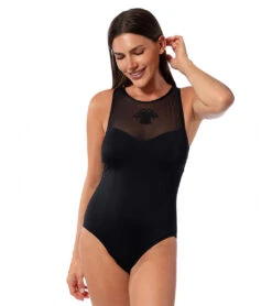 Jantzen Women's Royal Black Diana High Neck One Piece Swimsuit -Daily Swim Wear 8671125504168 black 4a