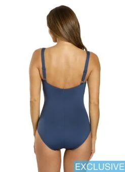 TYR Women's Solid Durafast Elite Twisted Bra Controlfit One Piece Swimsuit -Daily Swim Wear 8671175999656 storm 3a