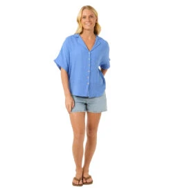 Rip Curl Women's Premium Surf Short Sleeve Shirt -Daily Swim Wear 8737614463144 blue 4a