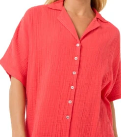 Rip Curl Women's Premium Surf Short Sleeve Shirt -Daily Swim Wear 8737614463144 hibiscusred 5a