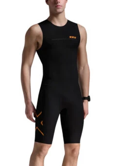 2XU Men's Propel Sleeveless Swimskin -Daily Swim Wear 8873357639848 blackturmeric 2a